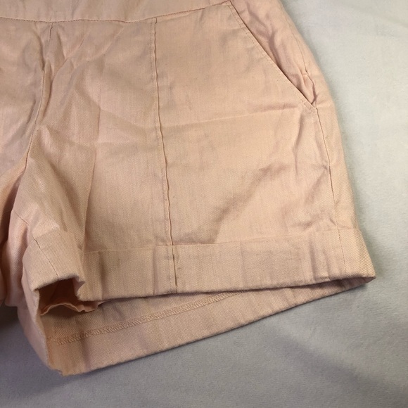 Loft Linen Pleated Shorts Pink Colorful Spring Pockets Cuffed Versatile Elegant - Picture 5 of 11